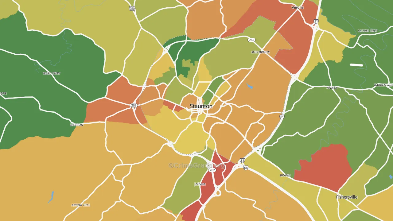 Staunton, VA Map of Assault Rates