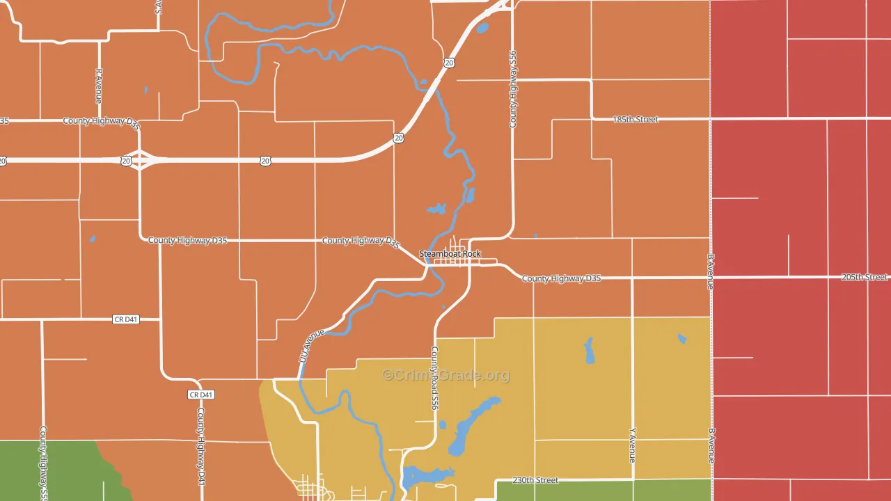 Steamboat Rock, IA Map of Assault Rates