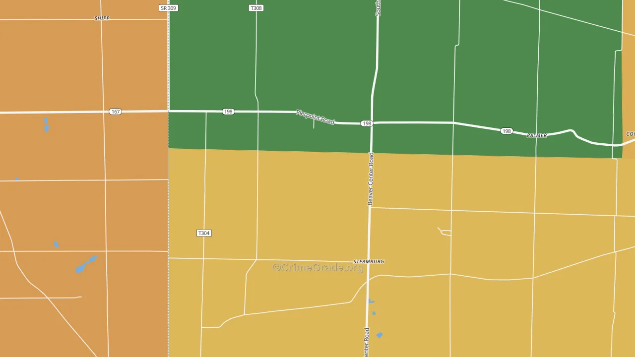 Steamburg, PA Map of Assault Rates