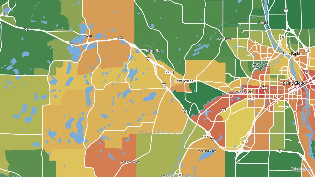 Stearns County, MN Map of Assault Rates