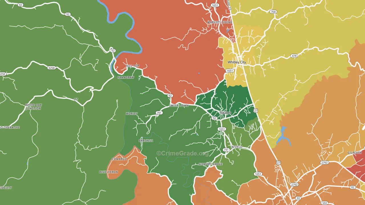 Stearns, KY Map of Assault Rates