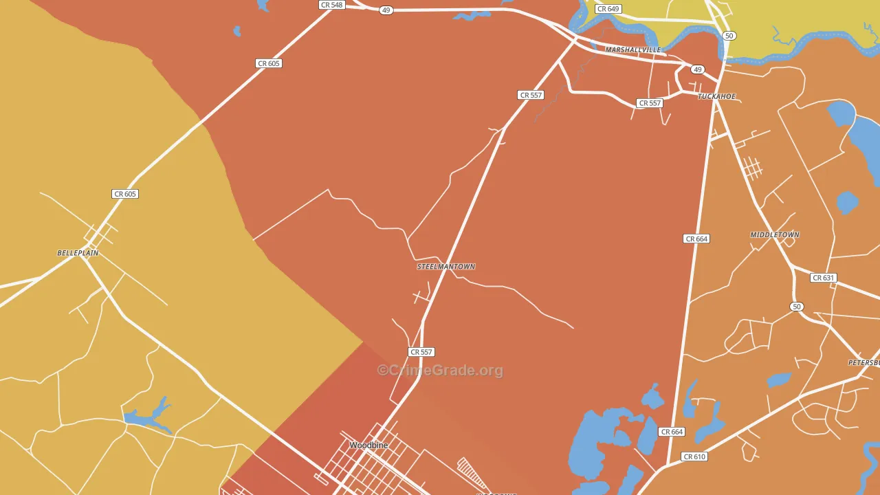 Steelmantown, NJ Map of Assault Rates