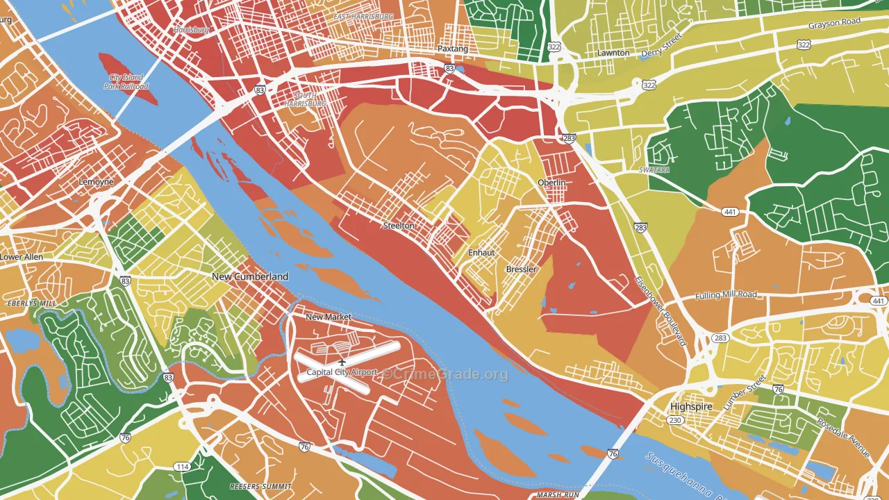 Steelton, PA Map of Assault Rates