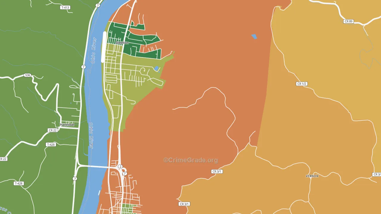Steelton, WV Map of Assault Rates