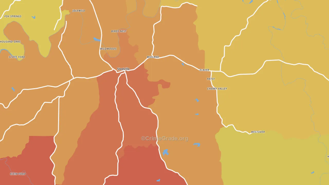 Steelville, MO Map of Assault Rates
