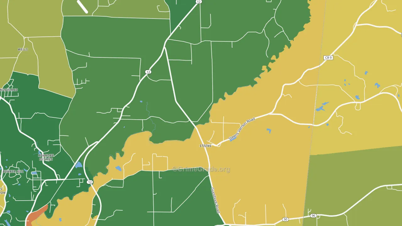 Steens, MS Map of Assault Rates