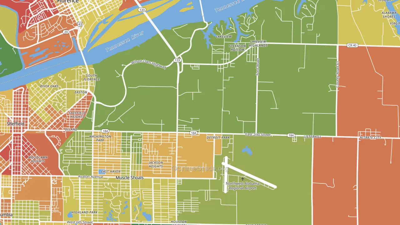 Steenson Hollow, AL Map of Assault Rates