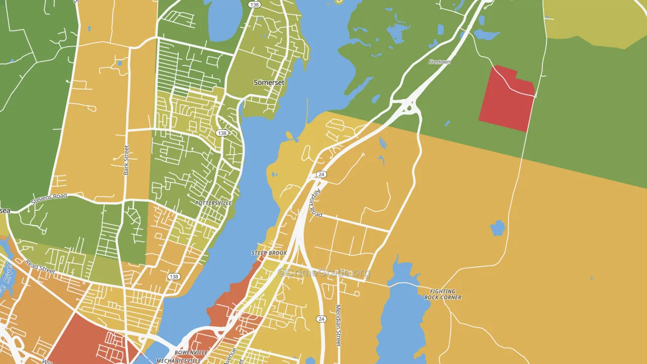 Steep Brook, Fall River, MA Map of Assault Rates