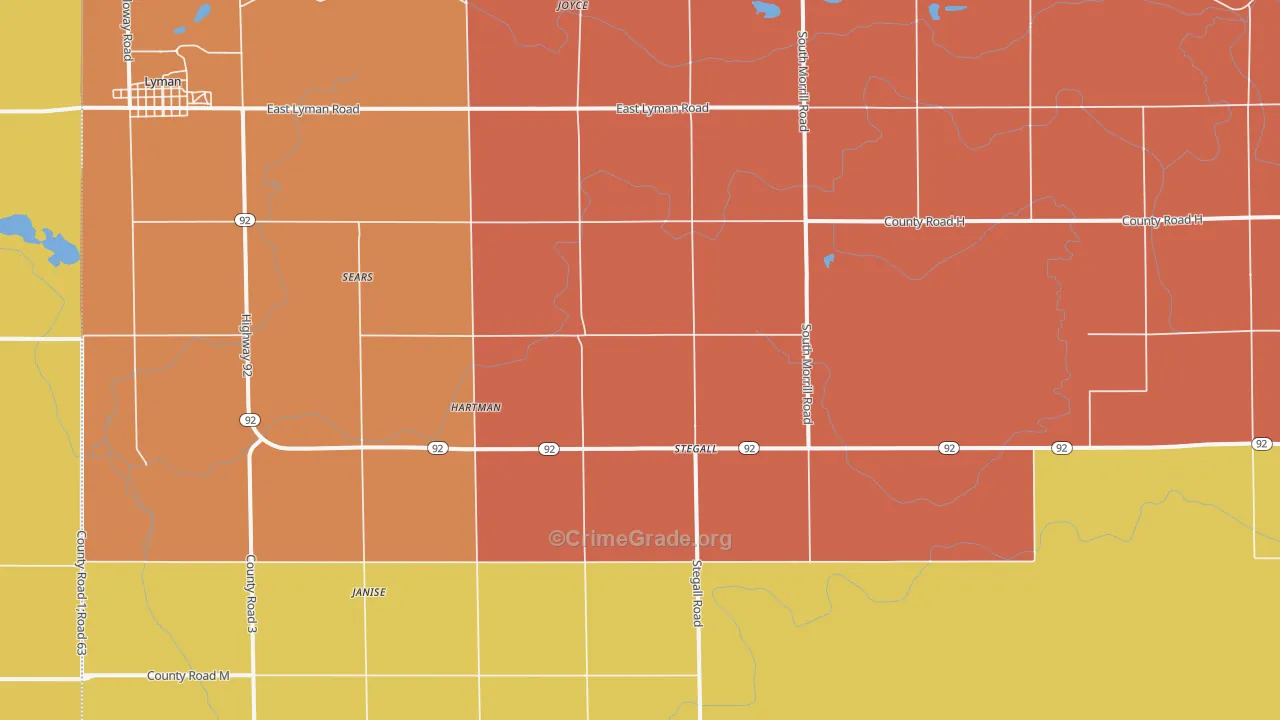 Stegall, NE Map of Assault Rates
