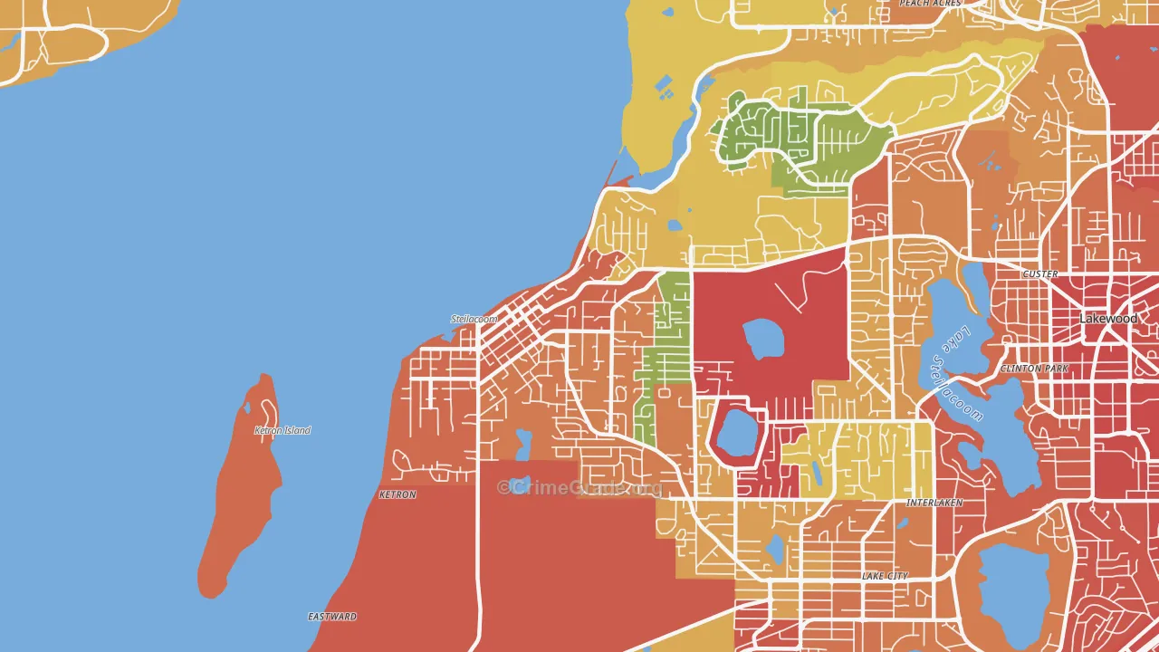 Steilacoom, WA Map of Assault Rates