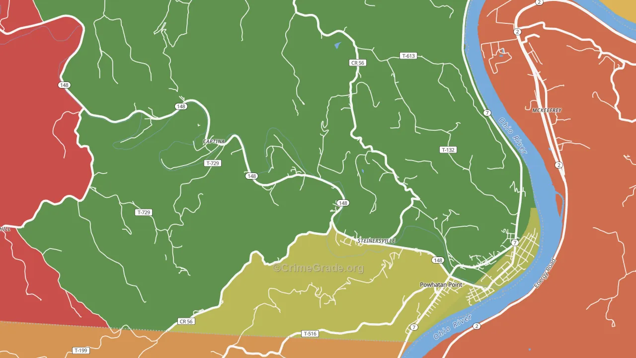 Steinersville, OH Map of Assault Rates