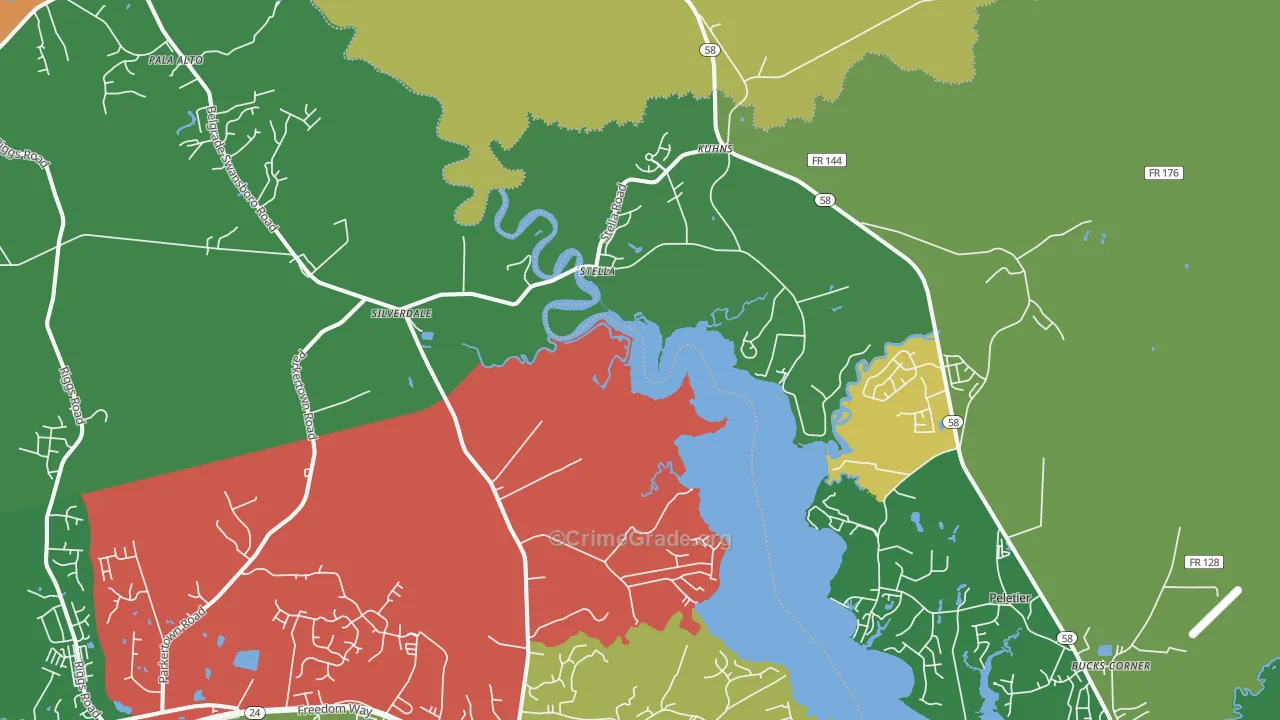 Stella, NC Map of Assault Rates