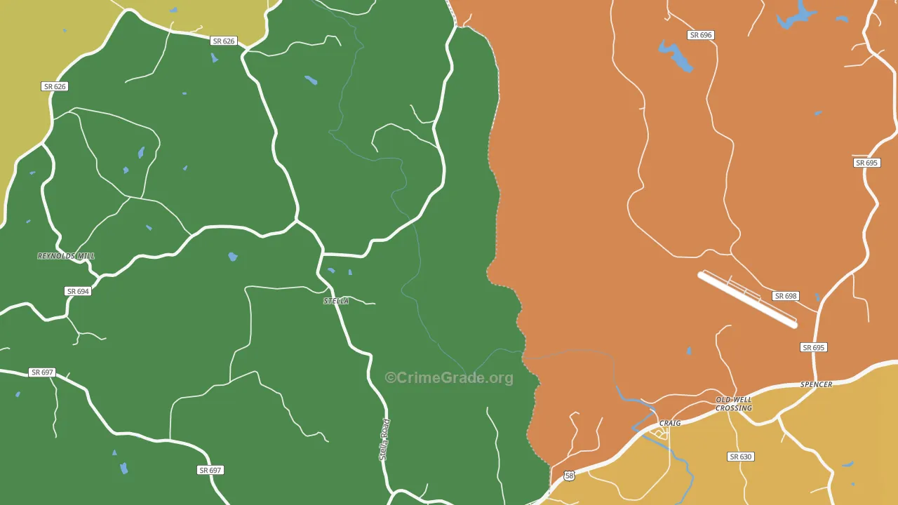 Stella, VA Map of Assault Rates