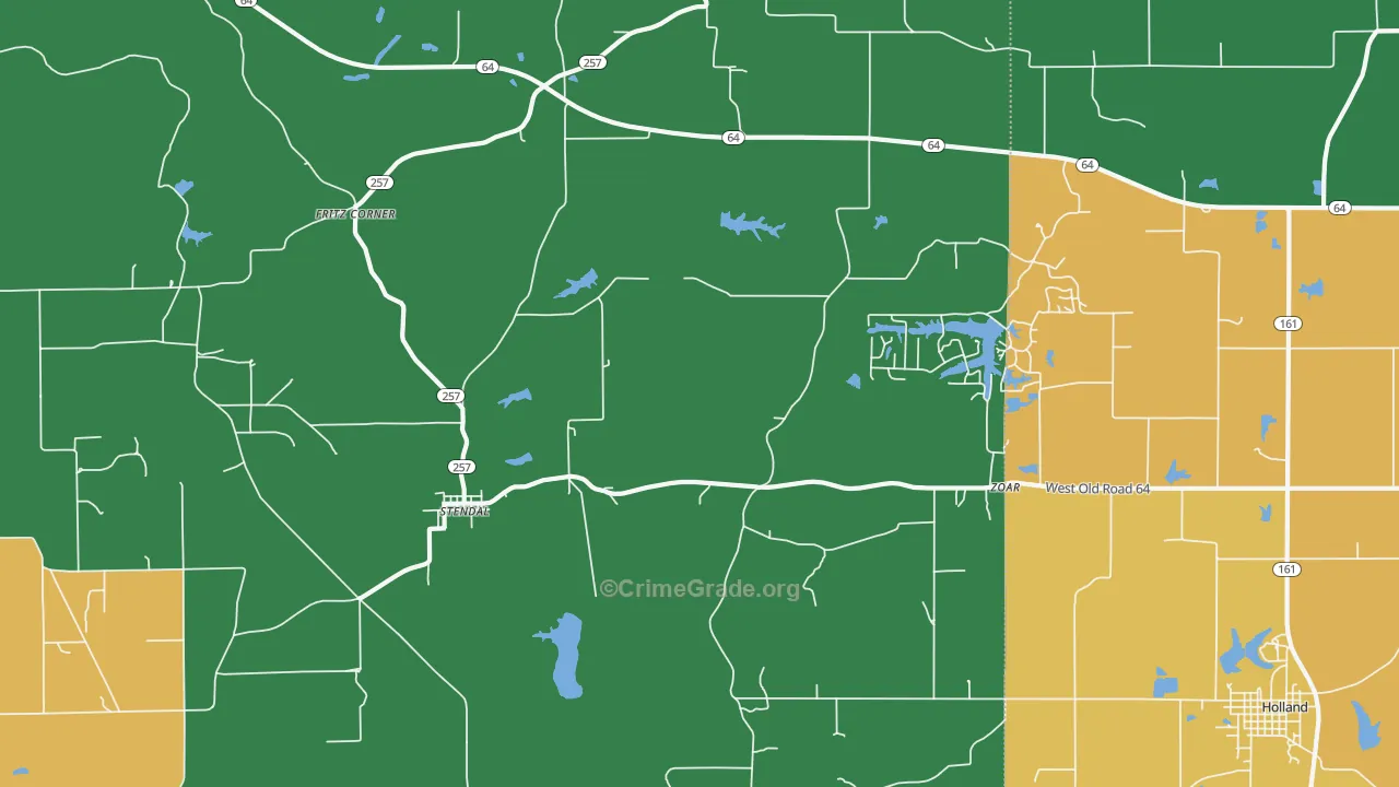 Stendal, IN Map of Assault Rates