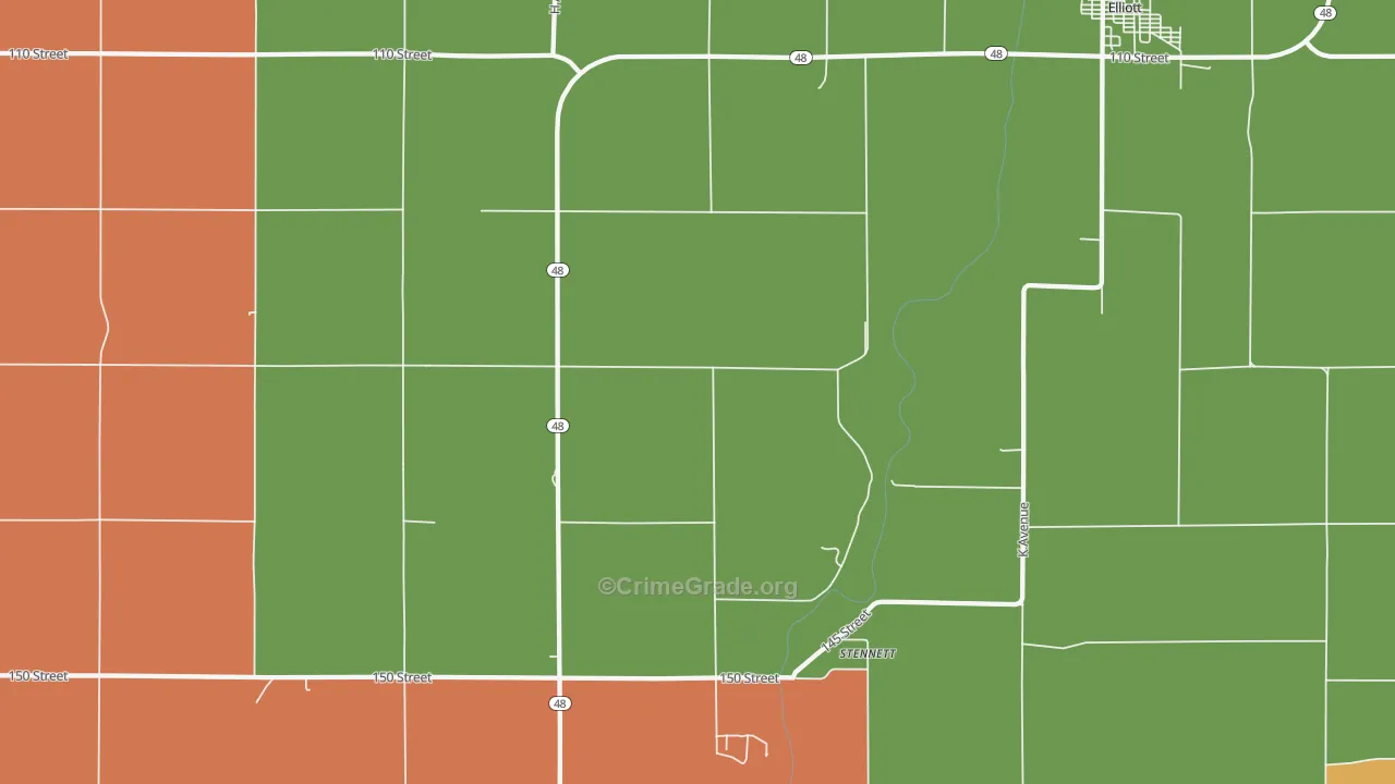 Stennett, IA Map of Assault Rates