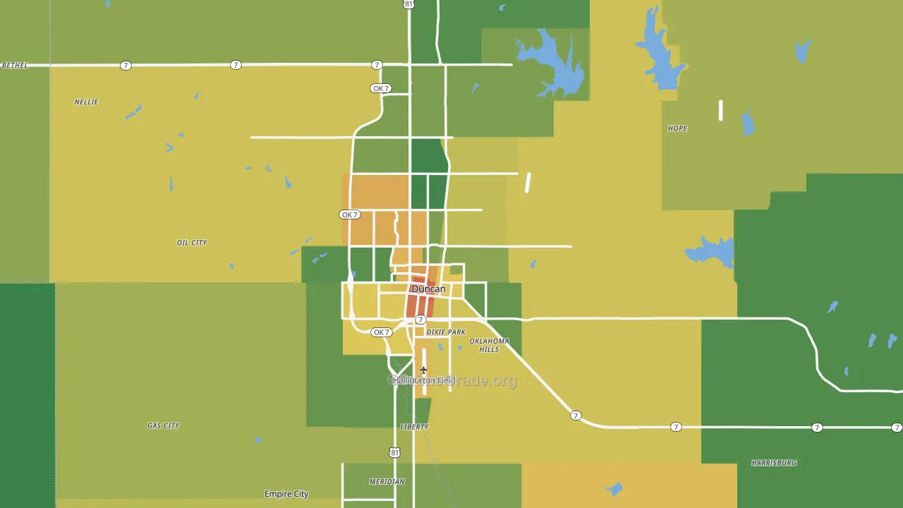 Stephens County, OK Map of Assault Rates