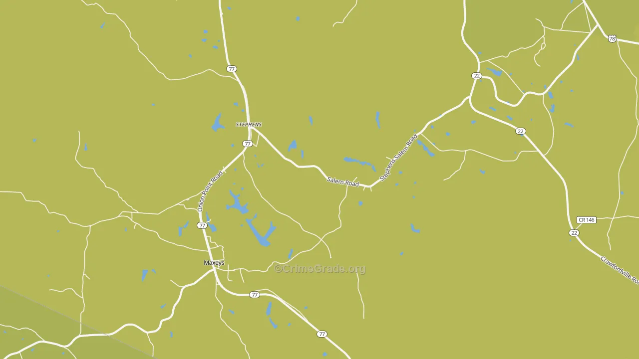 Stephens, GA Map of Assault Rates