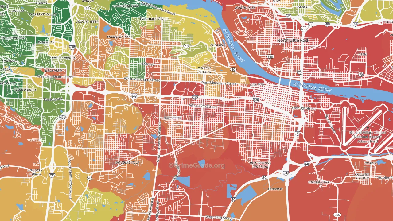 Stephens, Little Rock, AR Map of Assault Rates