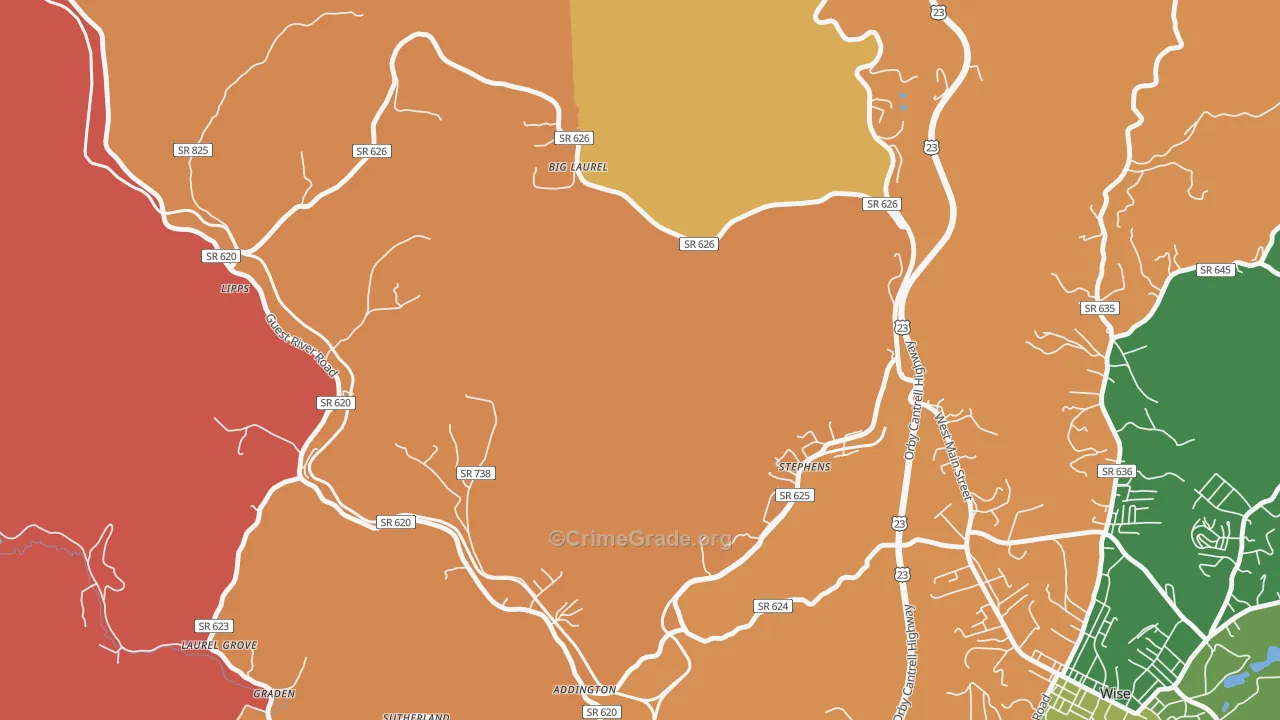 Stephens, VA Map of Assault Rates