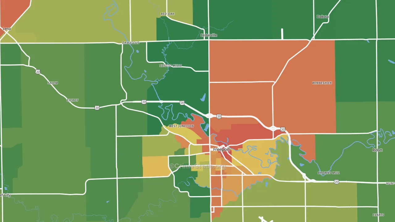 Stephenson County, IL Map of Assault Rates