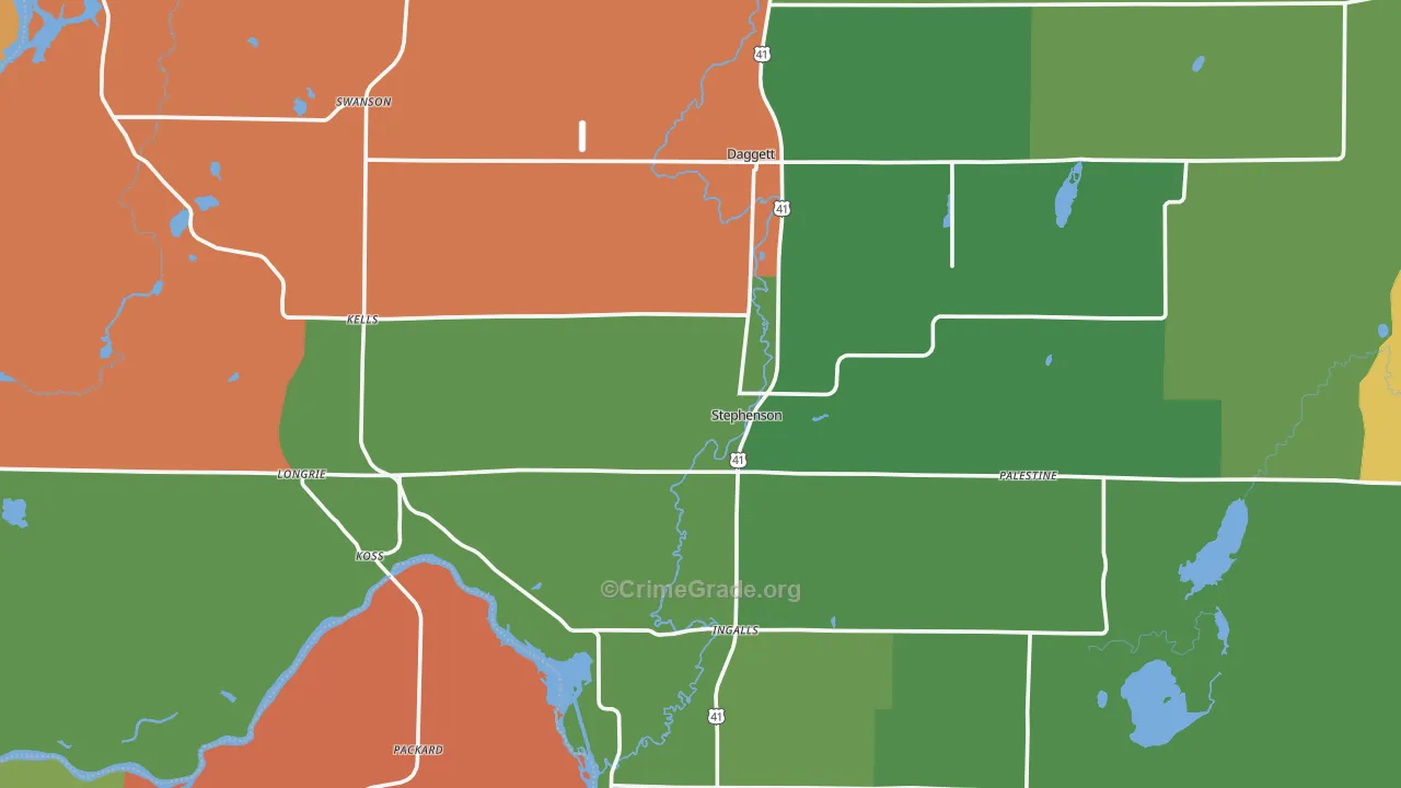 Stephenson, MI Map of Assault Rates