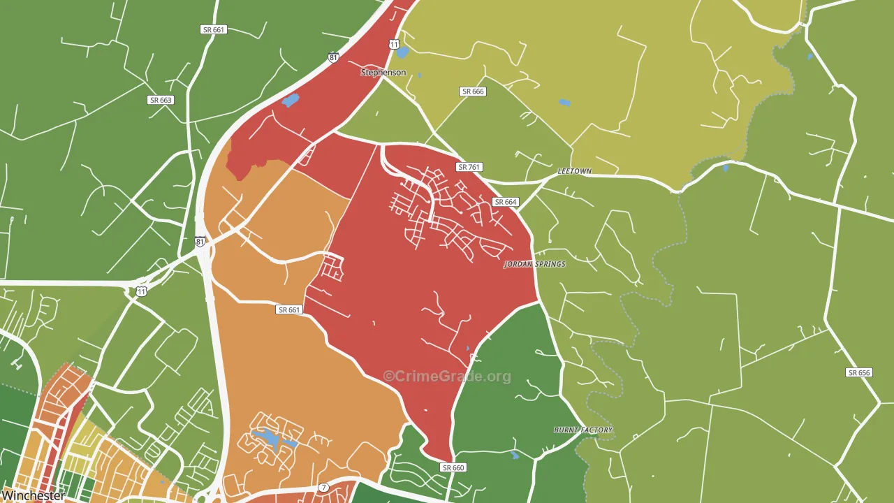 Stephenson, VA Map of Assault Rates