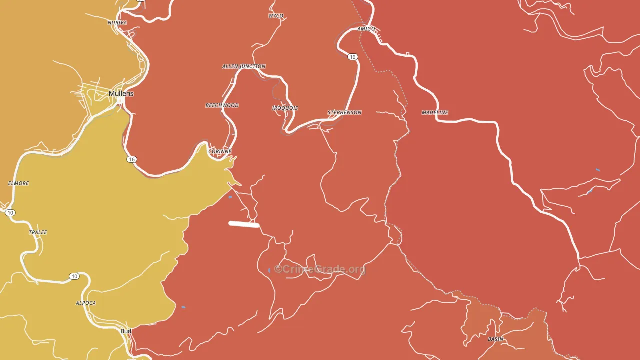 Stephenson, WV Map of Assault Rates