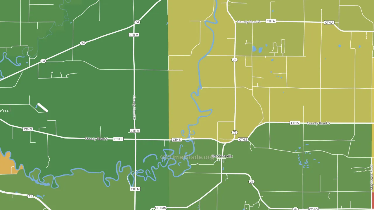 Stephensville, WI Map of Assault Rates