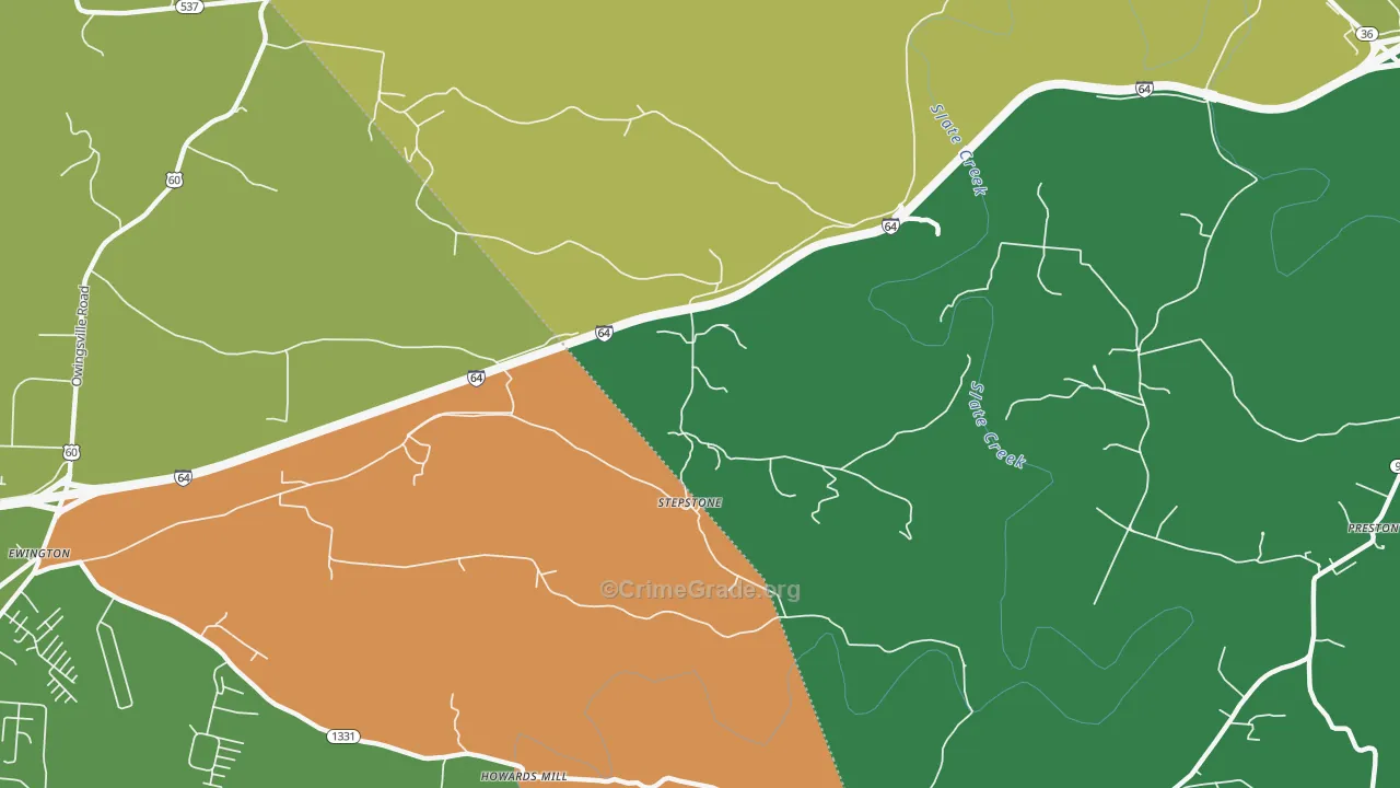 Stepstone, KY Map of Assault Rates