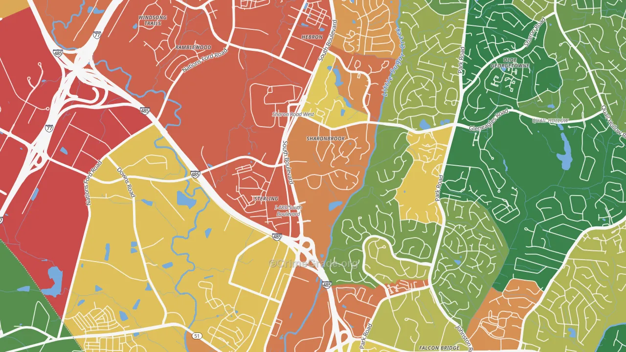 Sterling, Charlotte, NC Map of Assault Rates