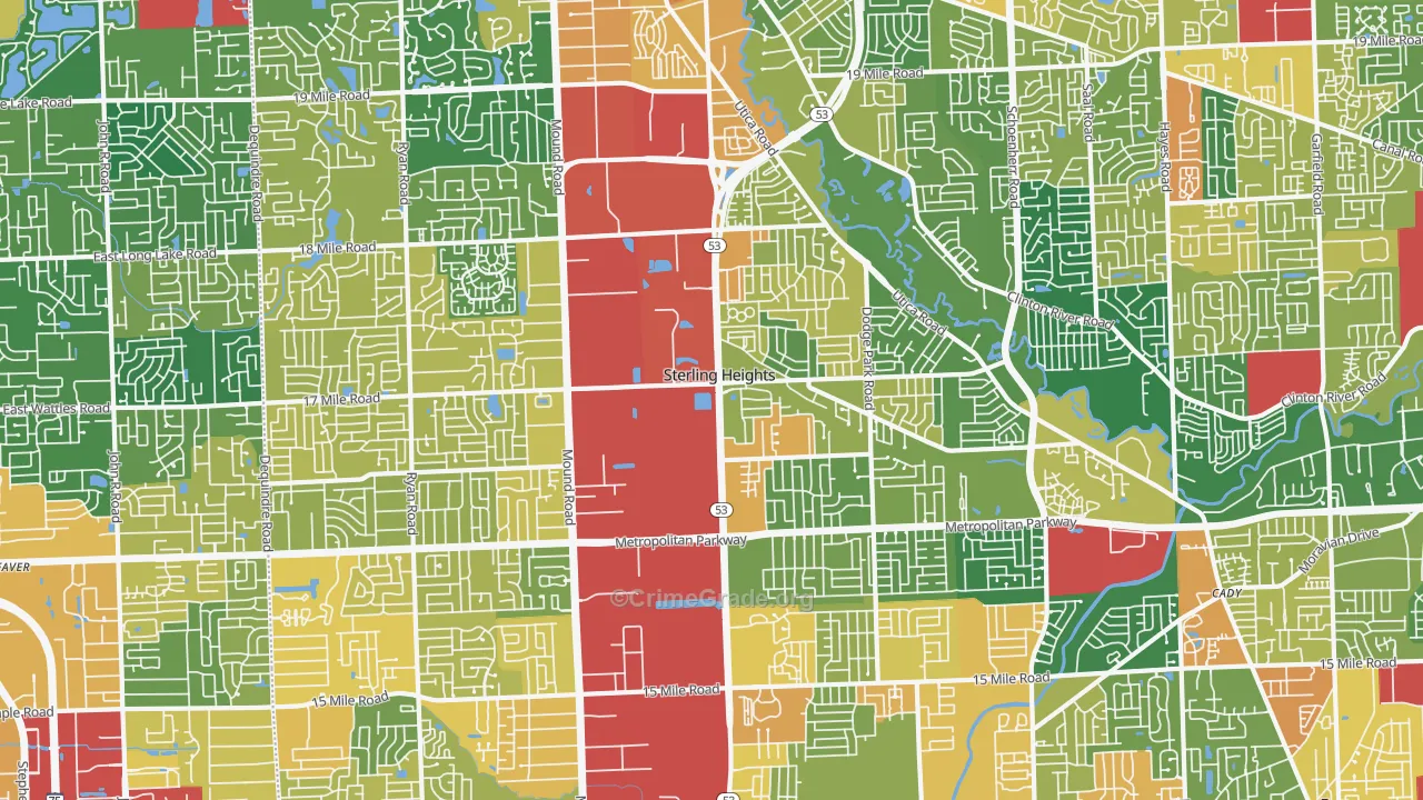 Sterling Heights, MI Map of Assault Rates