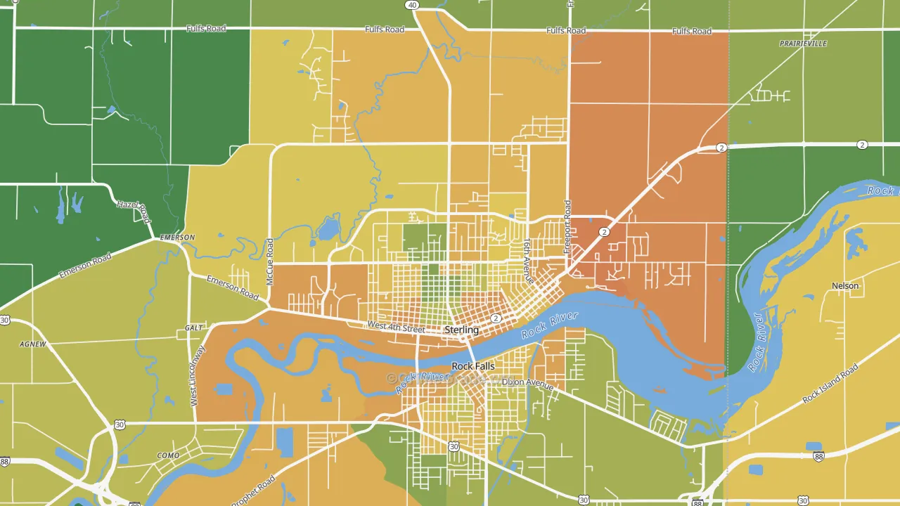 Sterling, IL Map of Assault Rates