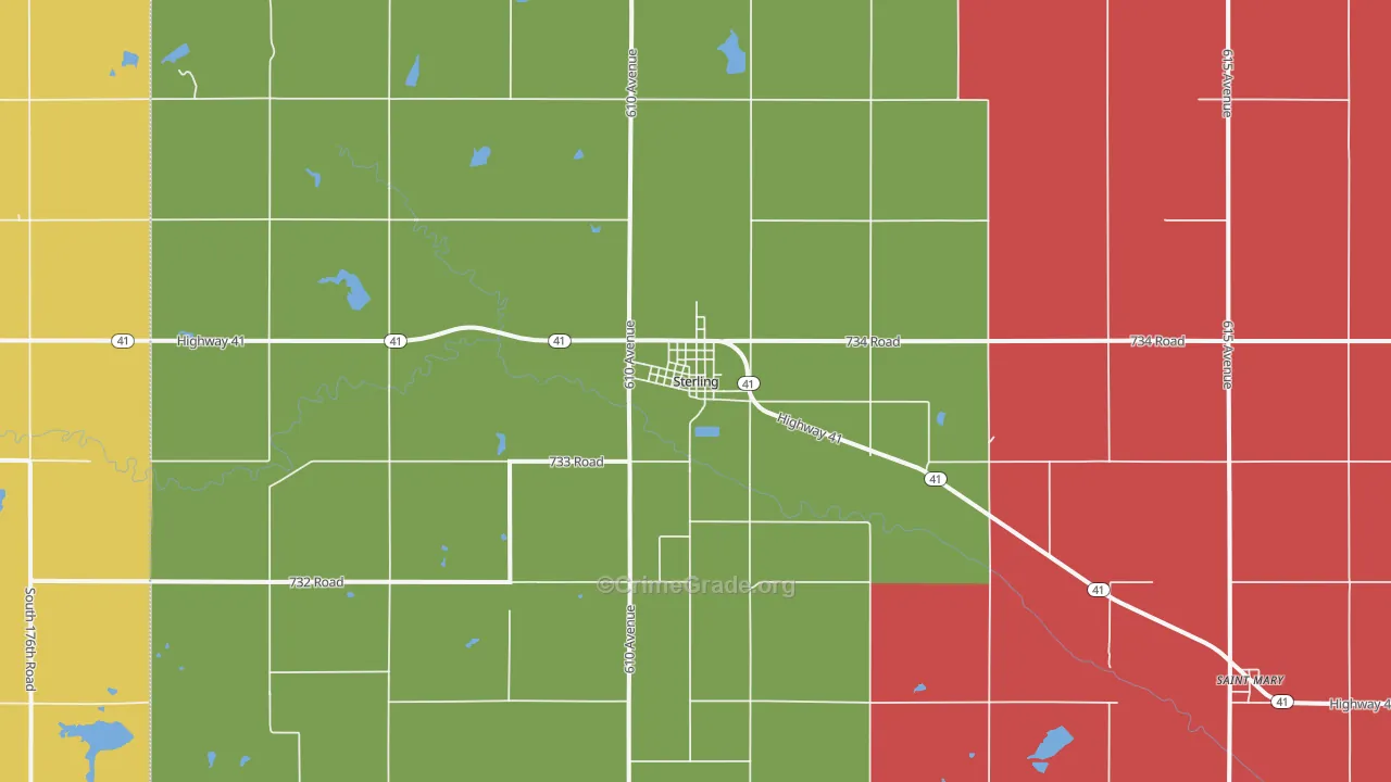Sterling, NE Map of Assault Rates