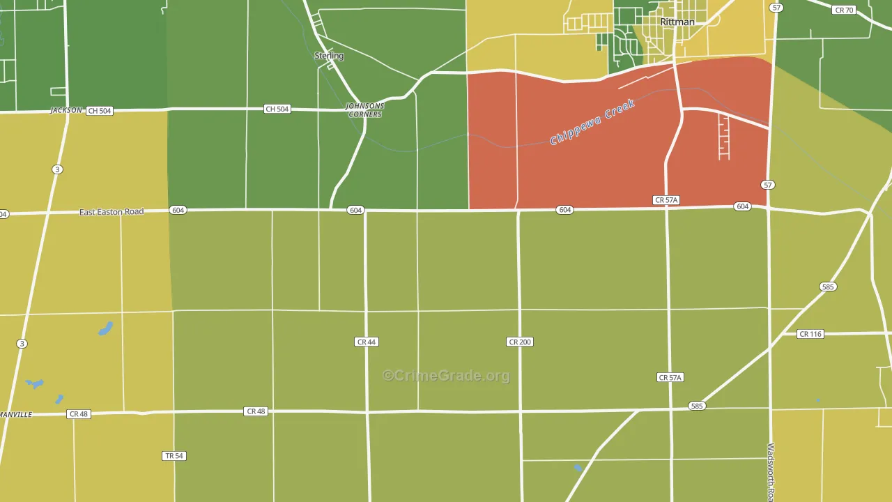 Sterling, OH Map of Assault Rates