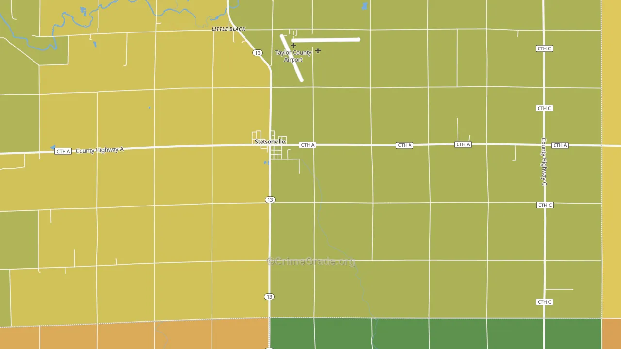 Stetsonville, WI Map of Assault Rates