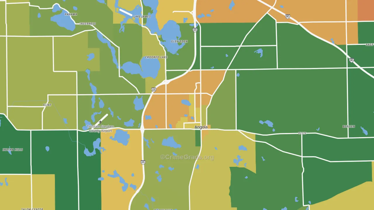 Steuben County, IN Map of Assault Rates