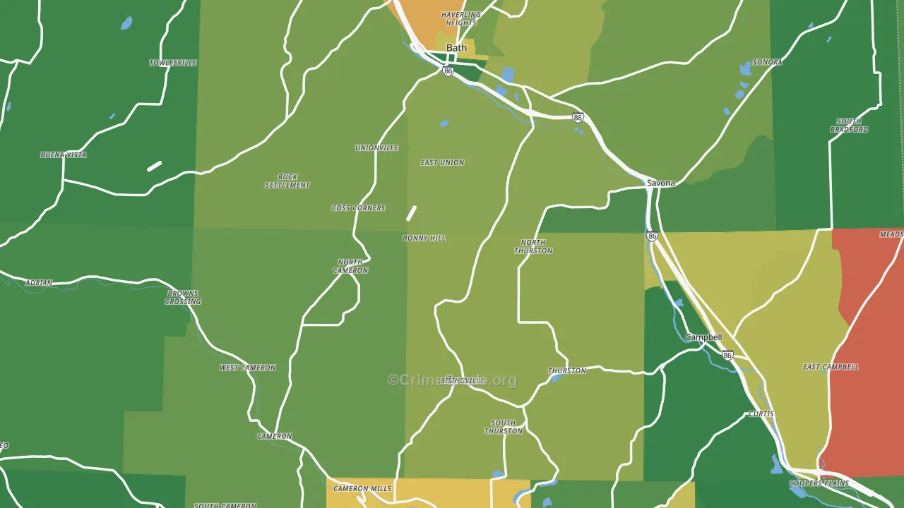 Steuben County, NY Map of Assault Rates