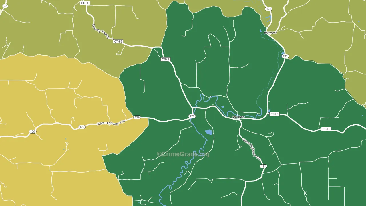 Steuben, WI Map of Assault Rates