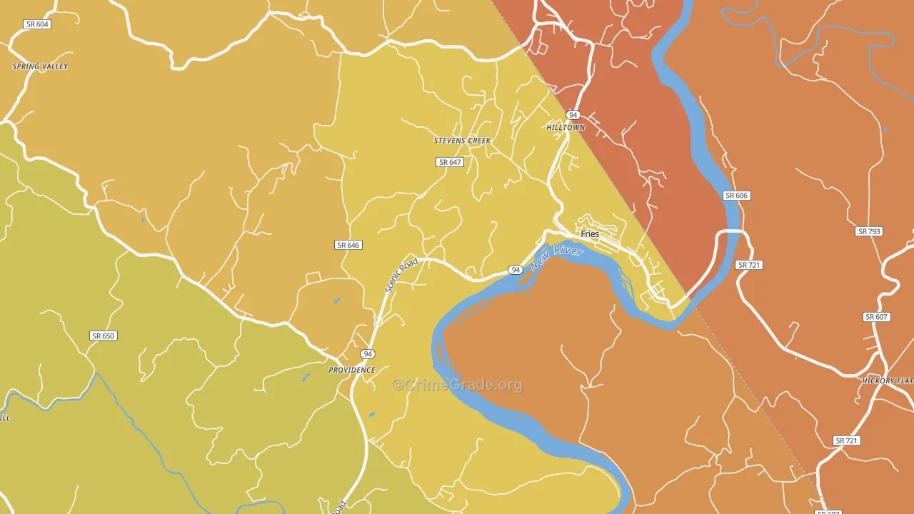 Stevens Creek, VA Map of Assault Rates