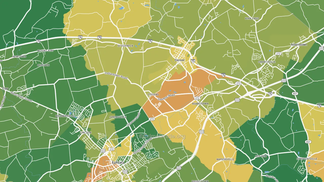 Stevens, PA Map of Assault Rates