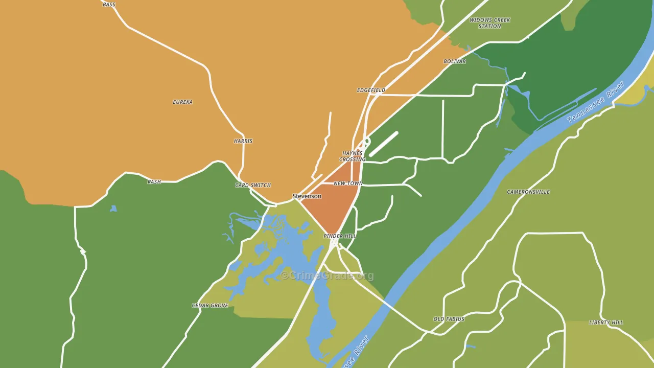 Stevenson, AL Map of Assault Rates
