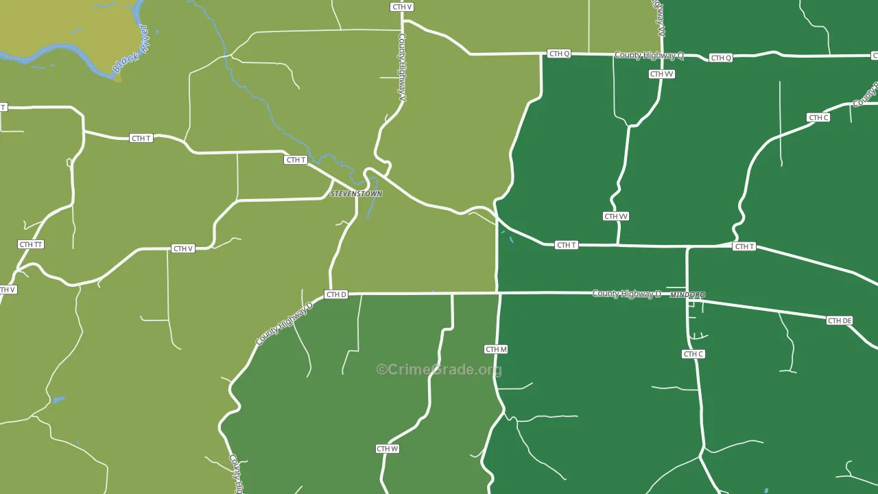 Stevenstown, WI Map of Assault Rates
