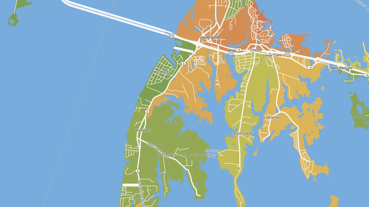 Stevensville, MD Map of Assault Rates