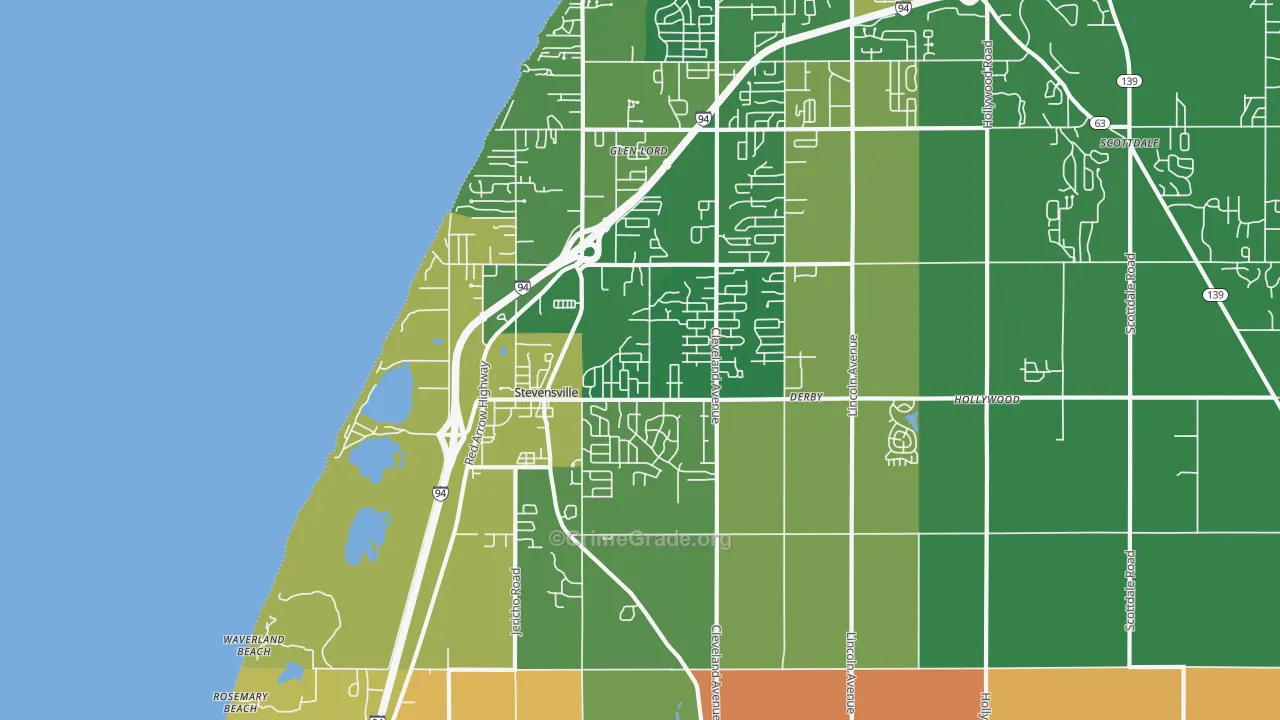 Stevensville, MI Map of Assault Rates