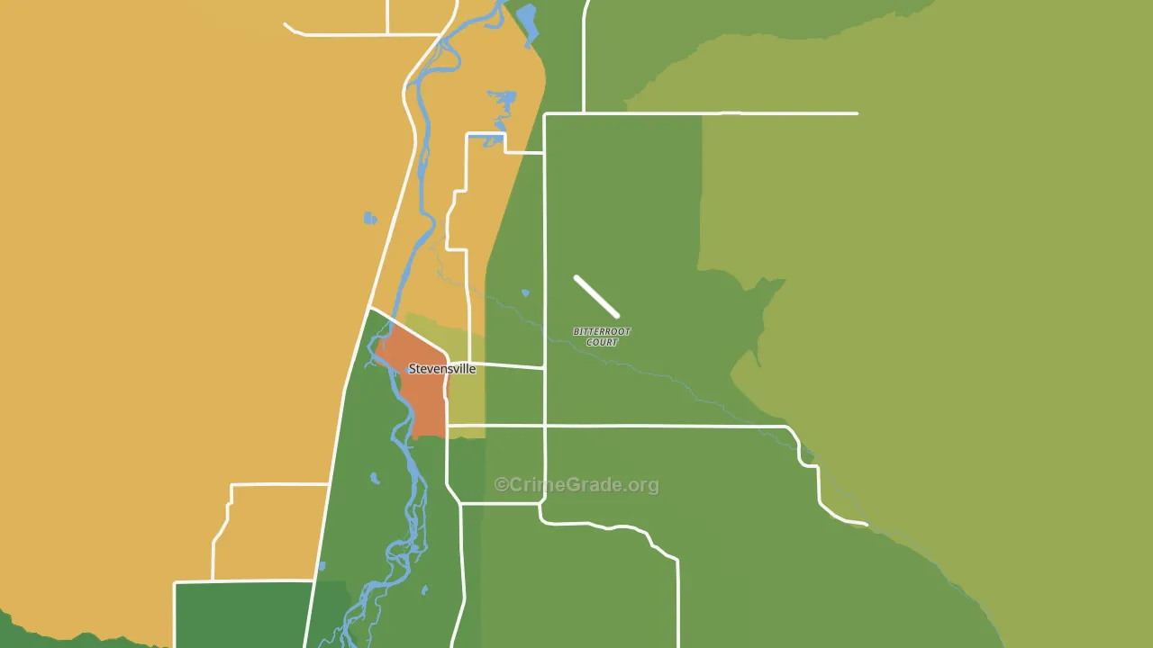 Stevensville, MT Map of Assault Rates