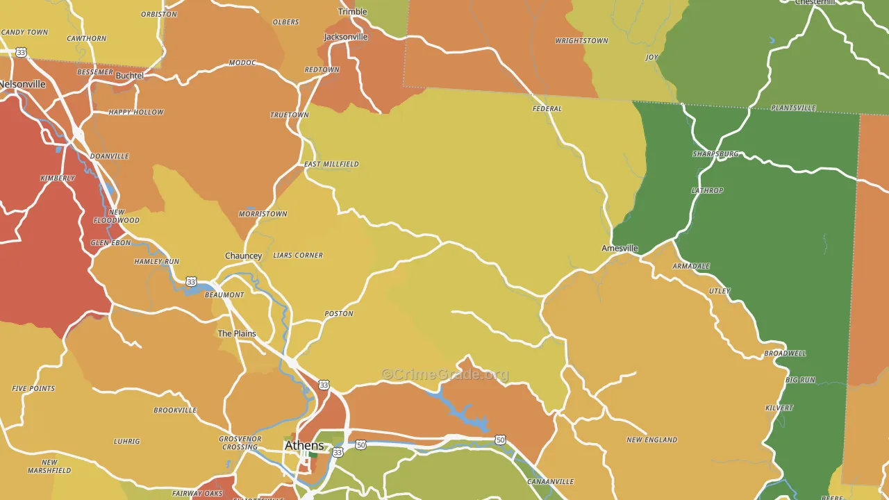 Stewart, OH Map of Assault Rates