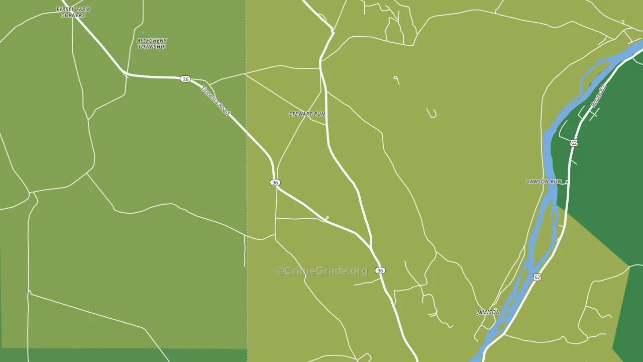 Stewart Run, PA Map of Assault Rates