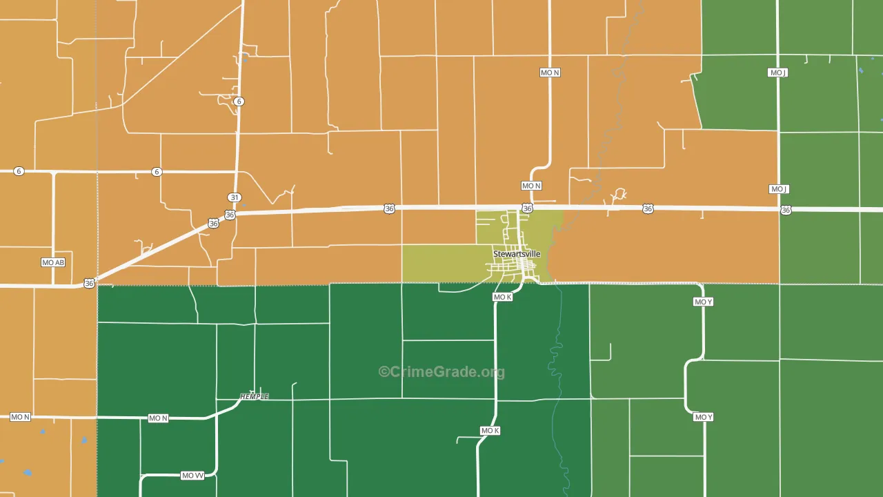 Stewartsville, MO Map of Assault Rates