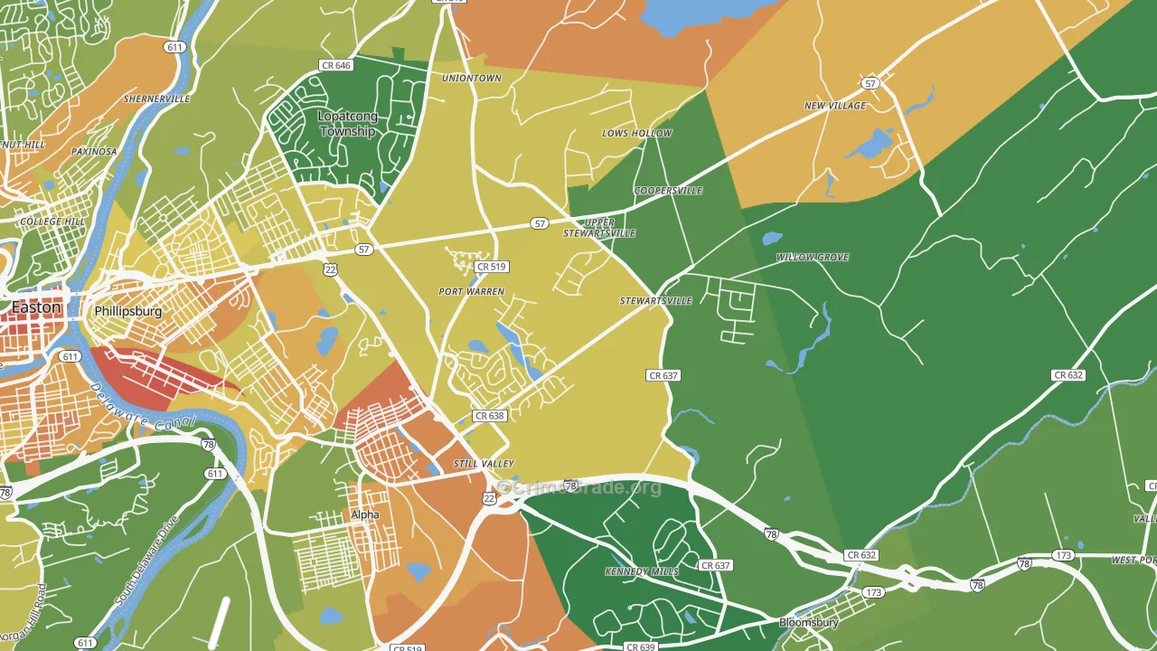 Stewartsville, NJ Map of Assault Rates