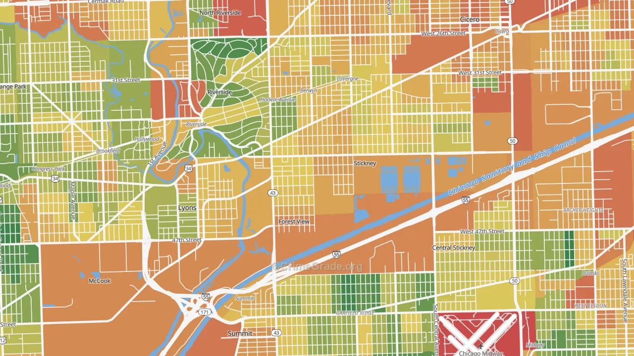 Stickney, IL Map of Assault Rates
